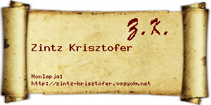 Zintz Krisztofer névjegykártya